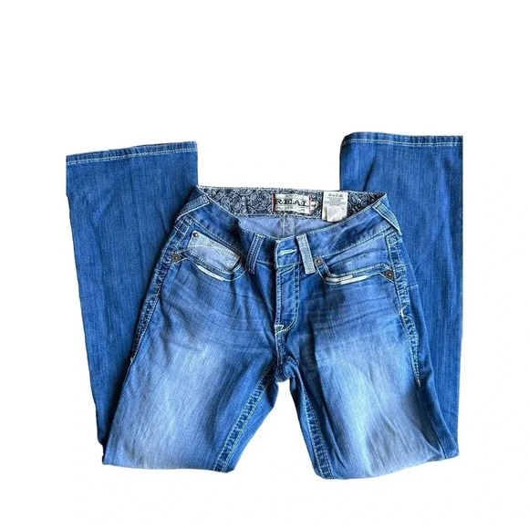Ariat‎ Real Denim Women's Blue Straight Leg Belt Looped Distressed Jean Size 28s - Picture 8 of 10